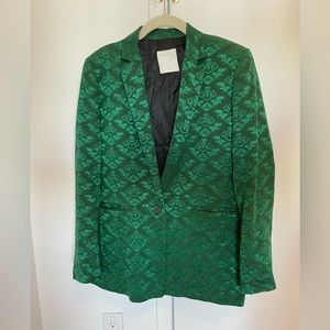 Sandro Women’s Size 38 Green Patterned Blazer Suit Jacket
